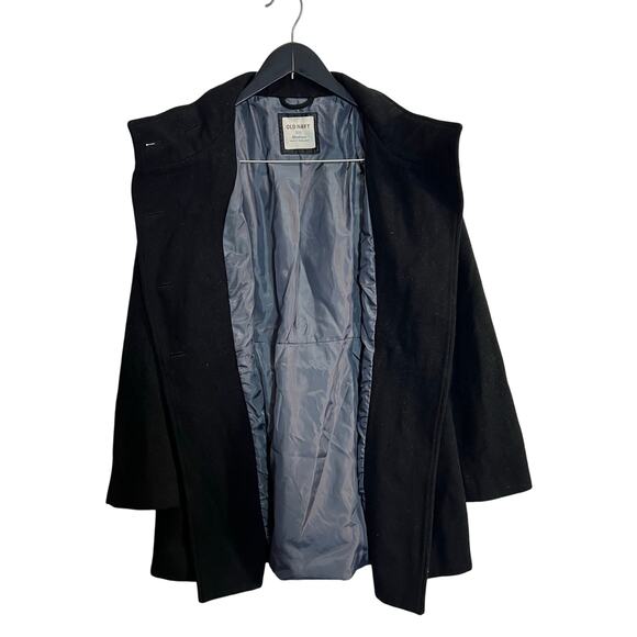 Old Navy Black Pea Coat Women’s Size Medium Cotton Wool Blend Winter Snow Cold - Picture 8 of 9
